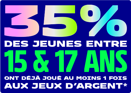 35% des jeunes entre 15 et 17 ans ont déjà joué au moins 1 fois aux jeu d'argent