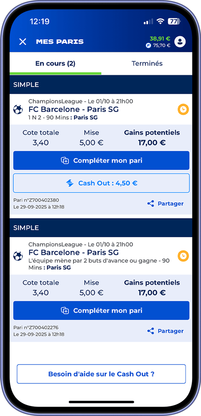 Cash Out Etape 2