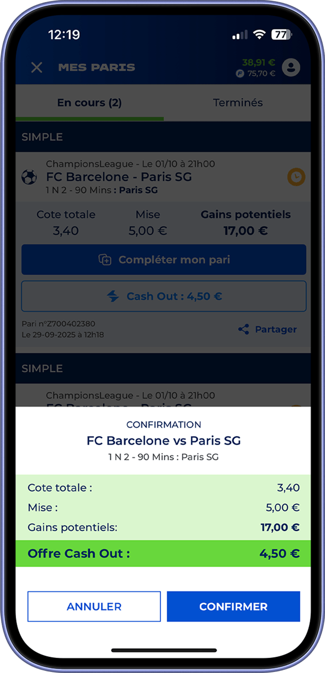 Cash Out Etape 3