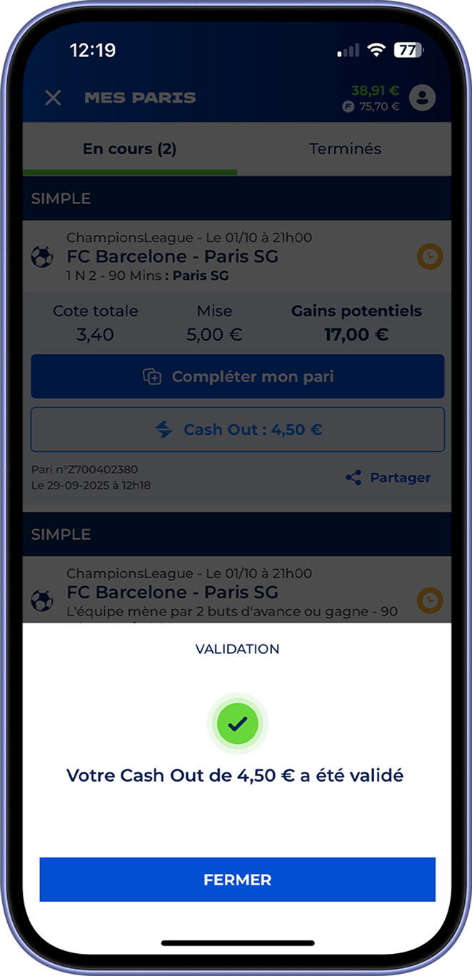 Cash Out Etape 4