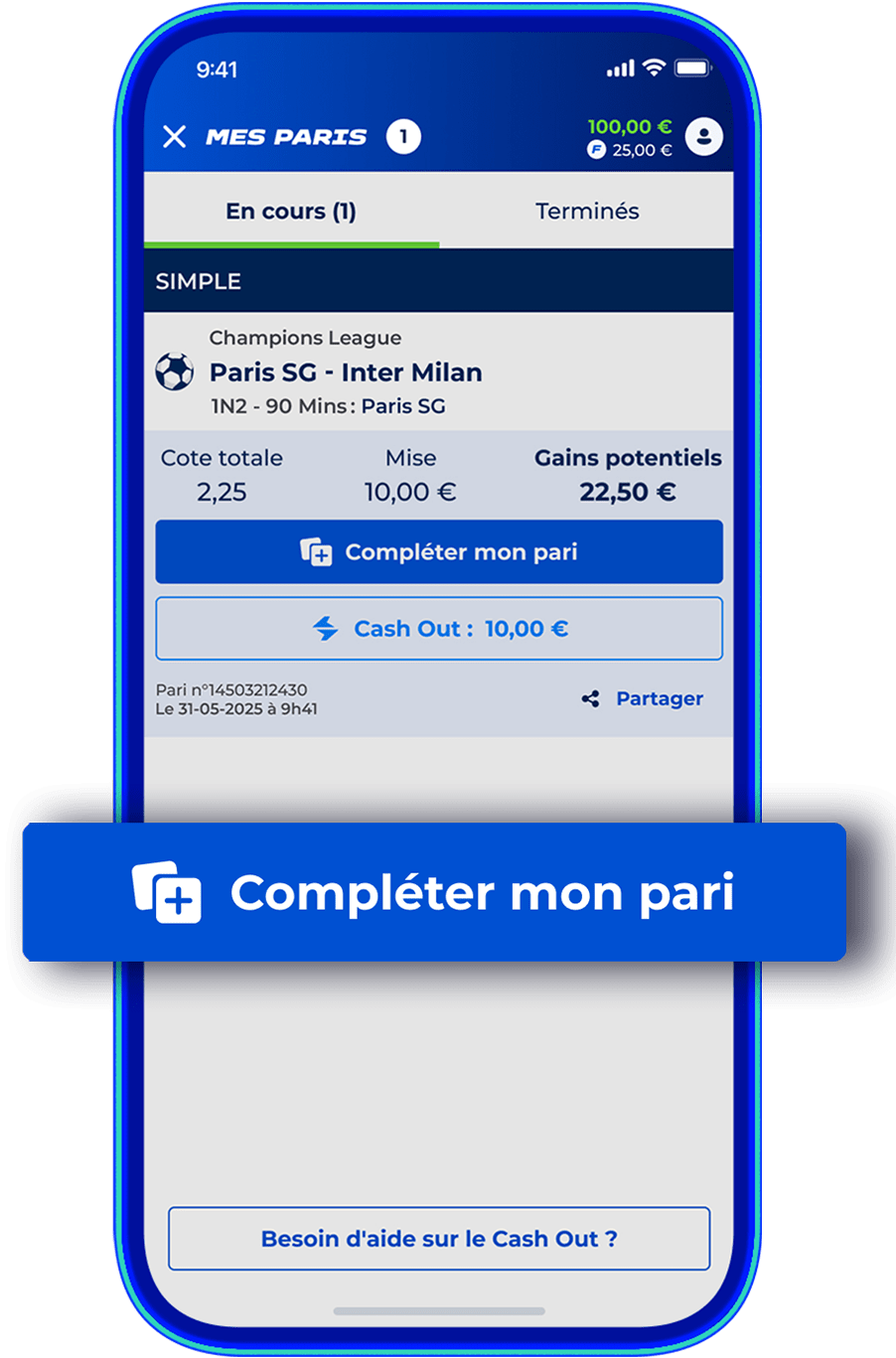 Complète ton pari Etape 3