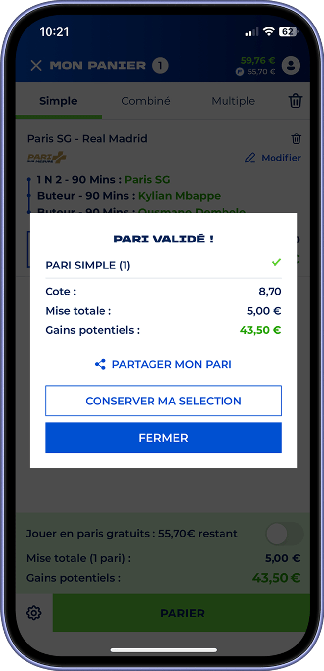 Pari sur Mesure Etape 4